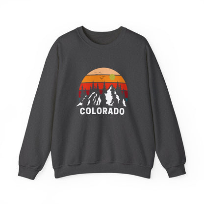 Colorado Retro Sunset Hoodie Rocky Mountains Hoodie Hiking Sweatshirt Forest Mountain Sweatshirt Outdoor Shirt Travel Shirt Vacation Shirt - Busy Bee Bazaar