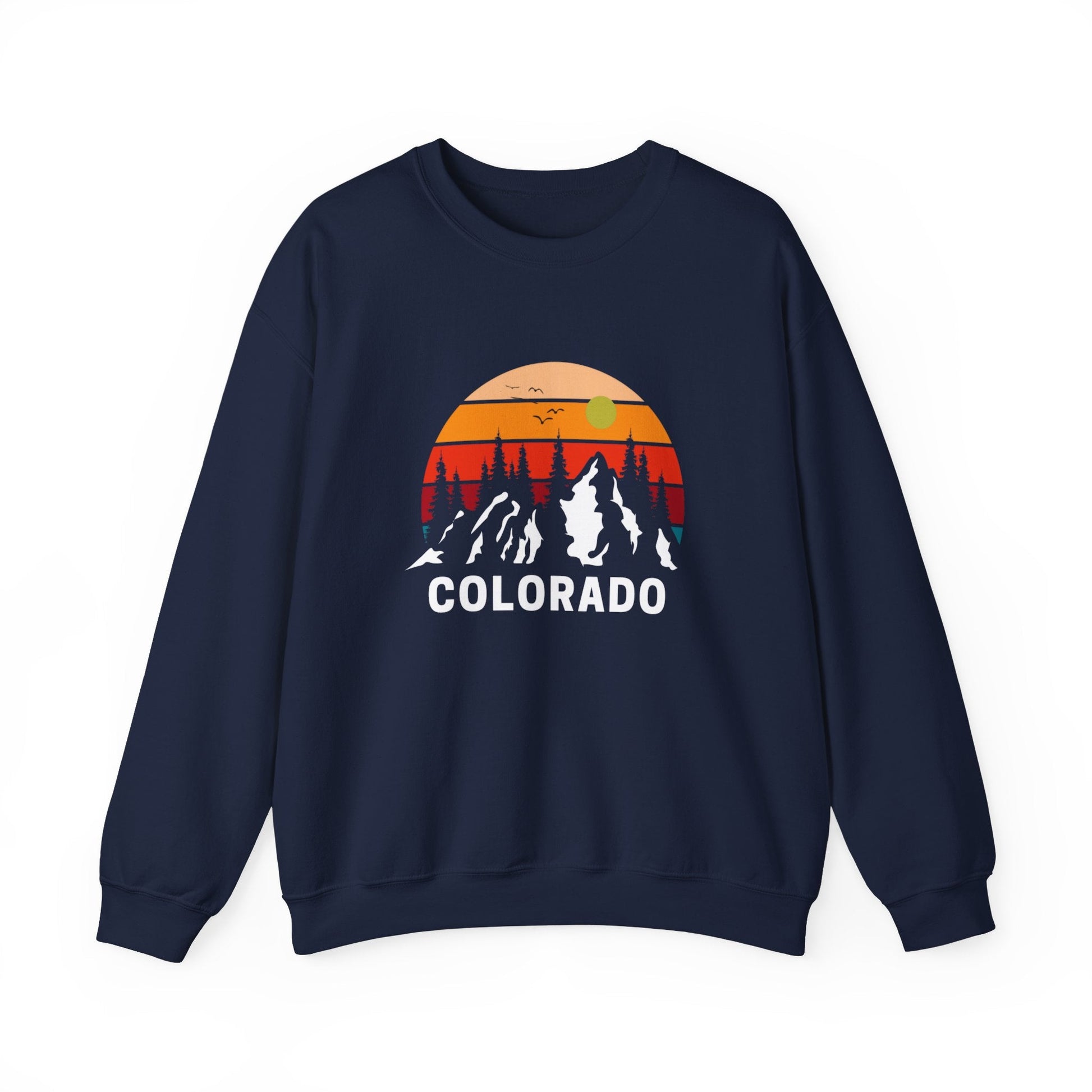 Colorado Retro Sunset Hoodie Rocky Mountains Hoodie Hiking Sweatshirt Forest Mountain Sweatshirt Outdoor Shirt Travel Shirt Vacation Shirt - Busy Bee Bazaar