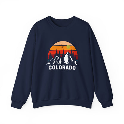 Colorado Retro Sunset Hoodie Rocky Mountains Hoodie Hiking Sweatshirt Forest Mountain Sweatshirt Outdoor Shirt Travel Shirt Vacation Shirt - Busy Bee Bazaar