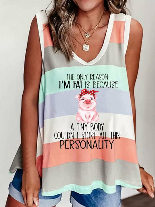 Contrast Striped Tank Tops Sleeveless Vest Shirt - Busy Bee Bazaar