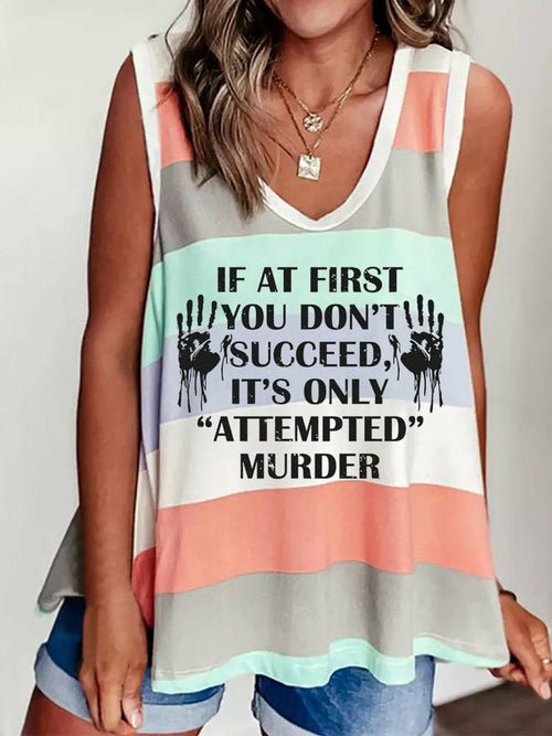 Contrast Striped Tank Tops Sleeveless Vest Shirt - Busy Bee Bazaar