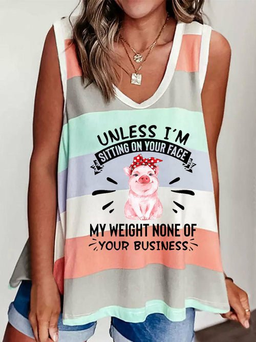 Contrast Striped Tank Tops Sleeveless Vest Shirt - Busy Bee Bazaar
