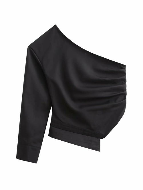 Crop Top Women Asymmetric Ruched Top - Busy Bee Bazaar