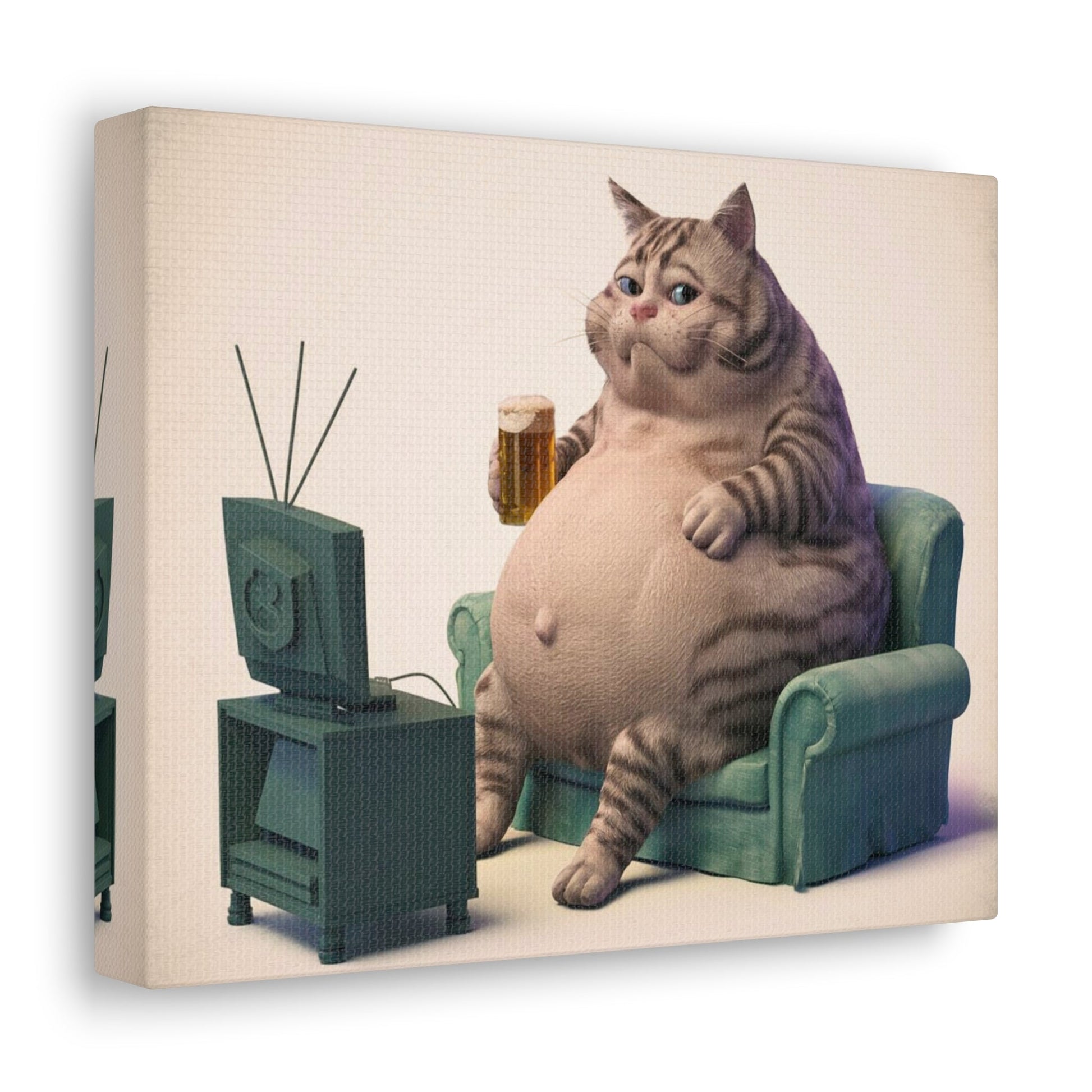 Endearing Fat Cat Canvas Wall Art - Busy Bee Bazaar
