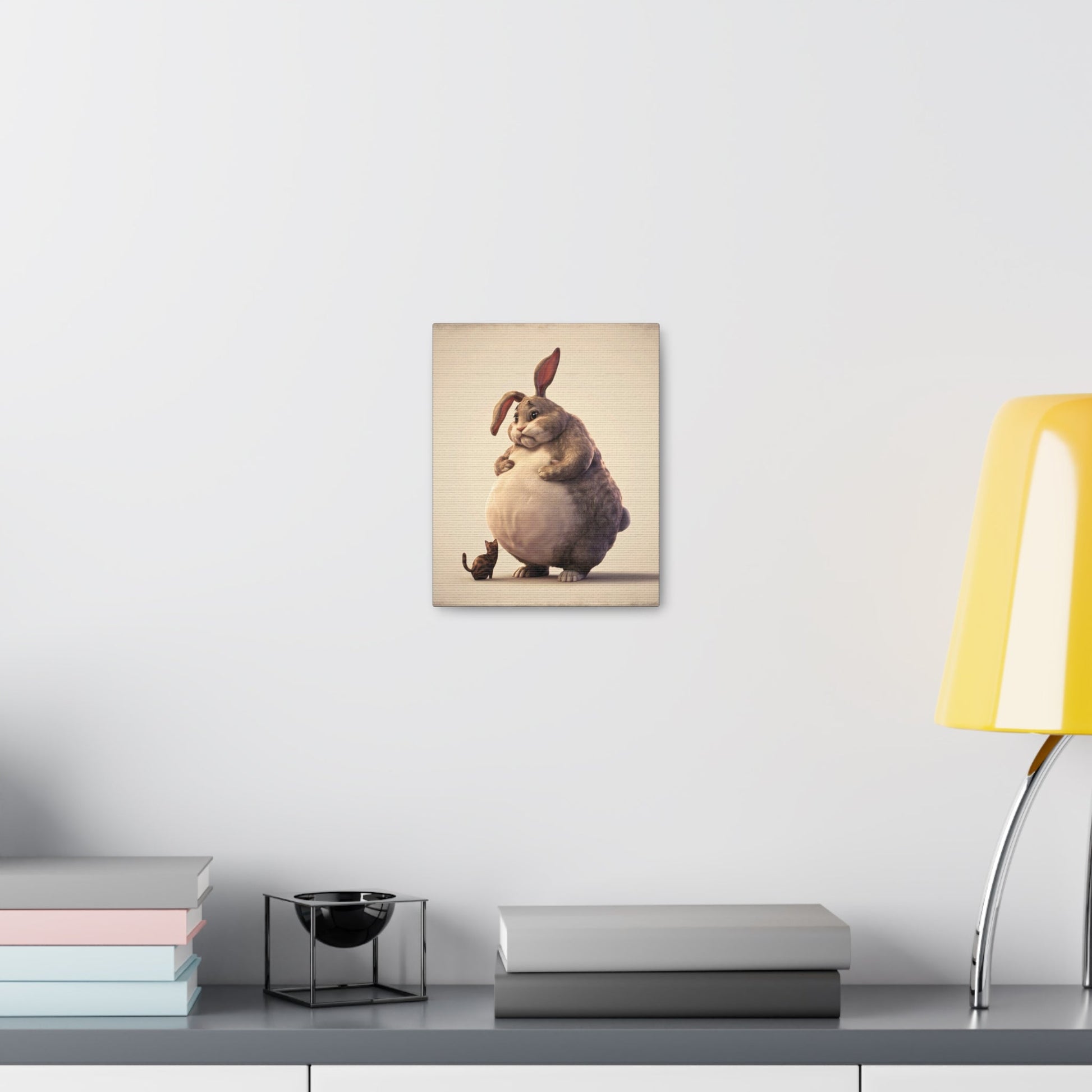 Endearing Fat Rabbit Canvas Wall Art - Busy Bee Bazaar