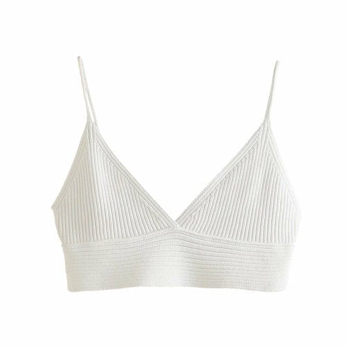 Fashion Ribbed Knit White Cropped Tank Tops - Busy Bee Bazaar