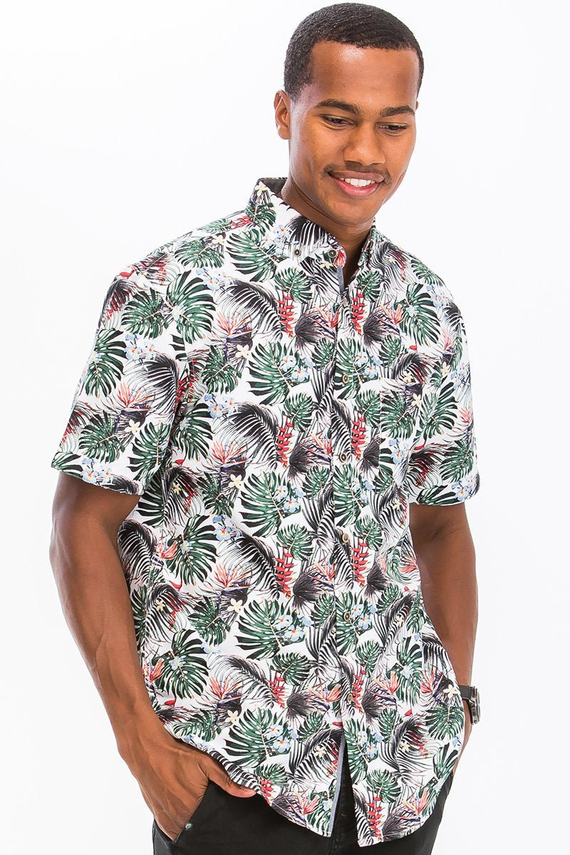 HAWAIIAN PRINT BUTTON DOWN SHIRT - Busy Bee Bazaar