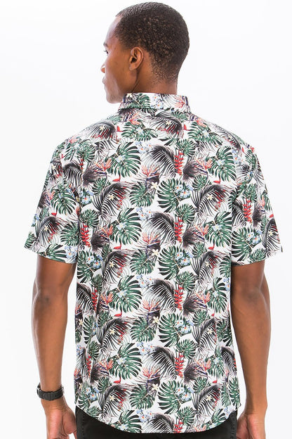 HAWAIIAN PRINT BUTTON DOWN SHIRT - Busy Bee Bazaar