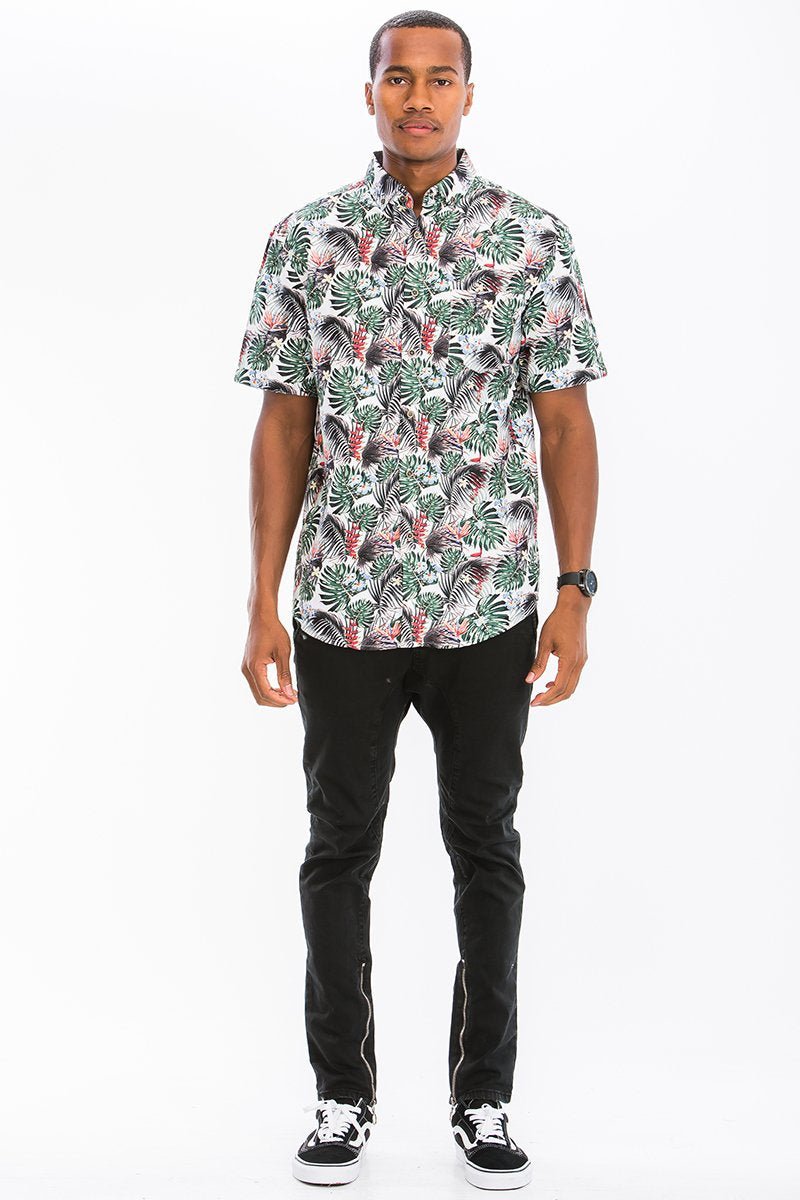 HAWAIIAN PRINT BUTTON DOWN SHIRT - Busy Bee Bazaar