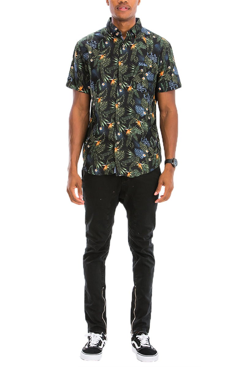 Hawaiian Print Button Down Shirt - Busy Bee Bazaar