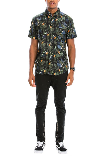 Hawaiian Print Button Down Shirt - Busy Bee Bazaar