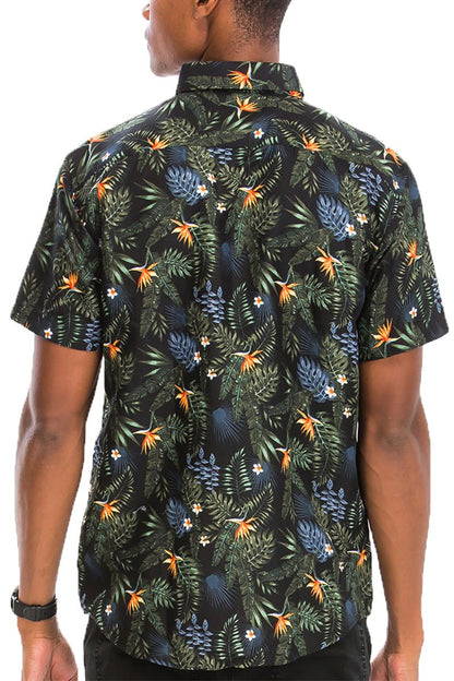 Hawaiian Print Button Down Shirt - Busy Bee Bazaar