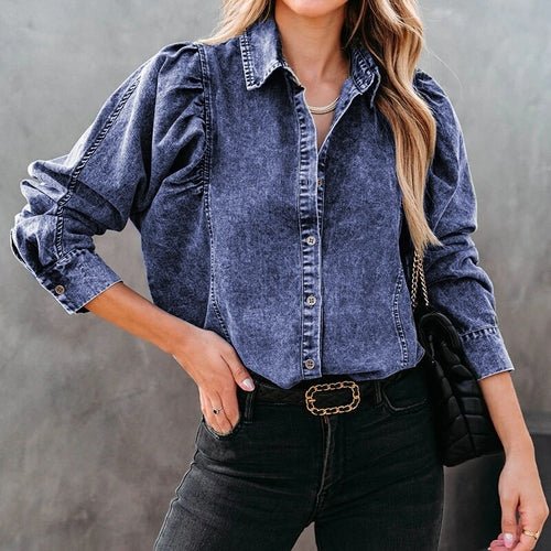 High Street Retro Denim Shirt Tops - Busy Bee Bazaar