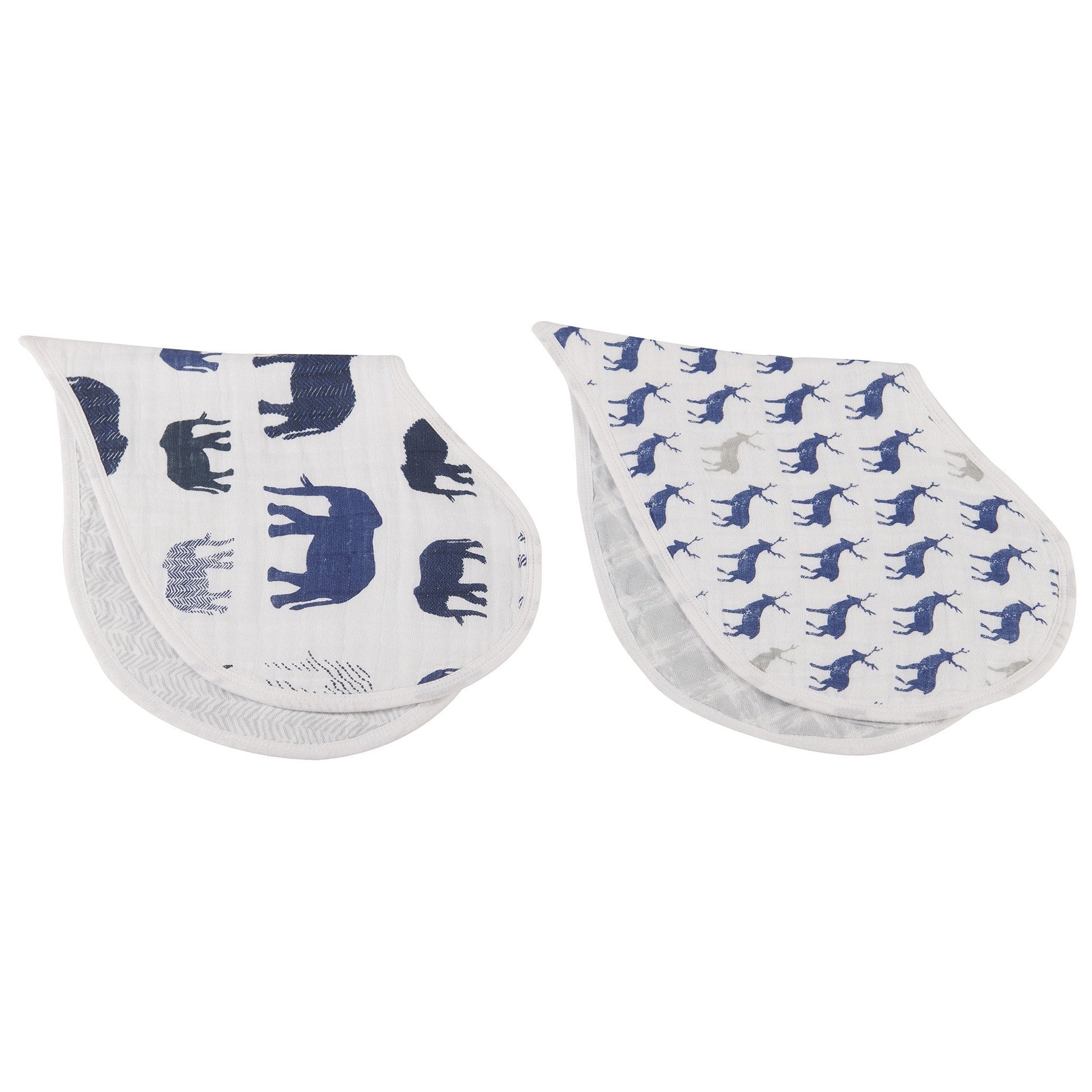 In The Wild Elephant Cotton Burp Cloth Bib 2PK - Busy Bee Bazaar