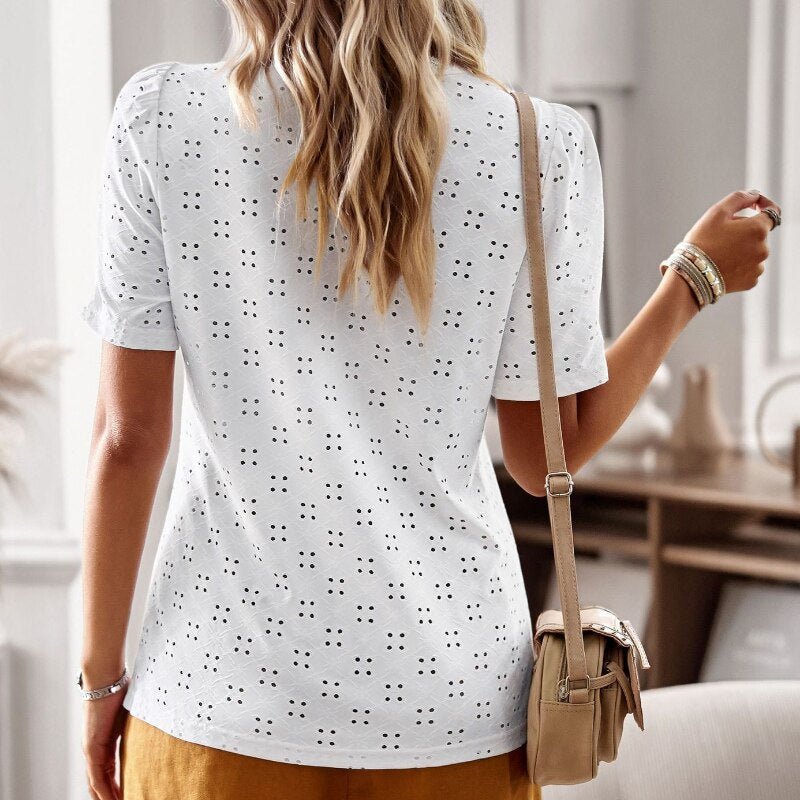Lace Blouses Casual Hollow Out O Neck Women Shirt - Busy Bee Bazaar