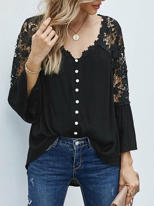 Lace Blusas Summer Top Women Shirt - Busy Bee Bazaar