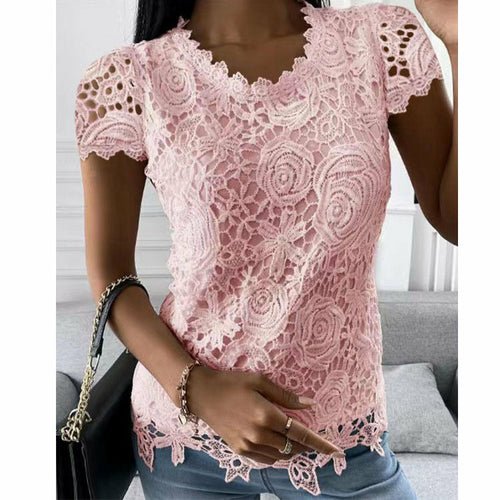 Lacy short sleeve top - Busy Bee Bazaar