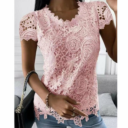Lacy short sleeve top - Busy Bee Bazaar