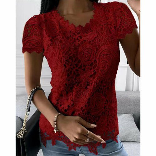 Lacy short sleeve top - Busy Bee Bazaar