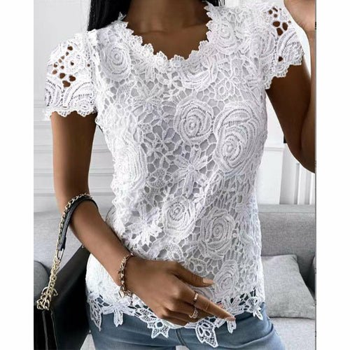 Lacy short sleeve top - Busy Bee Bazaar