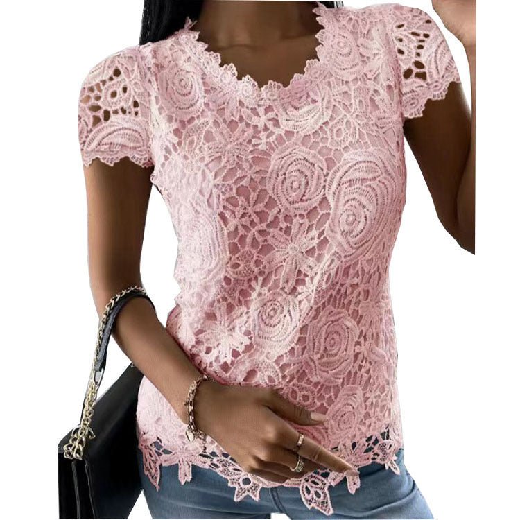 Lacy short sleeve top - Busy Bee Bazaar