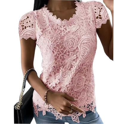 Lacy short sleeve top - Busy Bee Bazaar