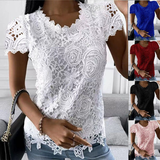 Lacy short sleeve top - Busy Bee Bazaar