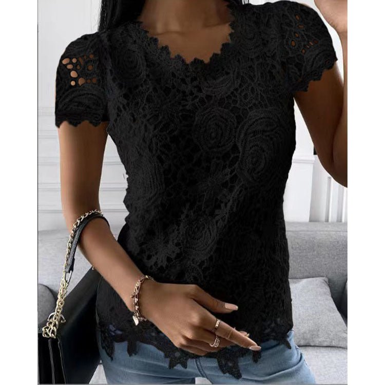 Lacy short sleeve top - Busy Bee Bazaar