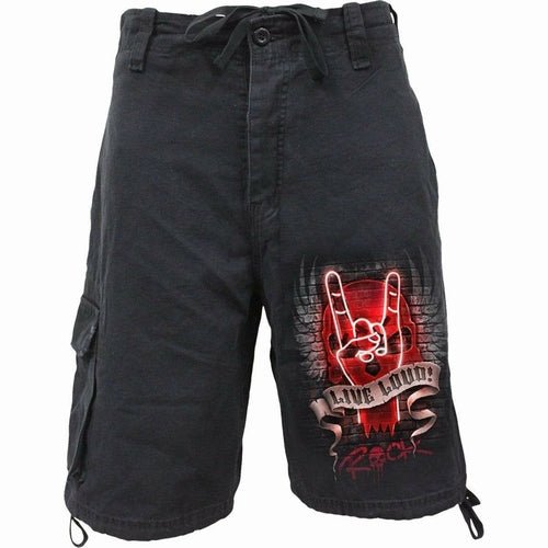 LIVE LOUD - Vintage Cargo Shorts Black - Busy Bee Bazaar