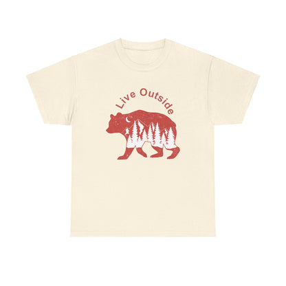 Live Outside Bear Unisex Heavy Cotton Tee - Busy Bee Bazaar