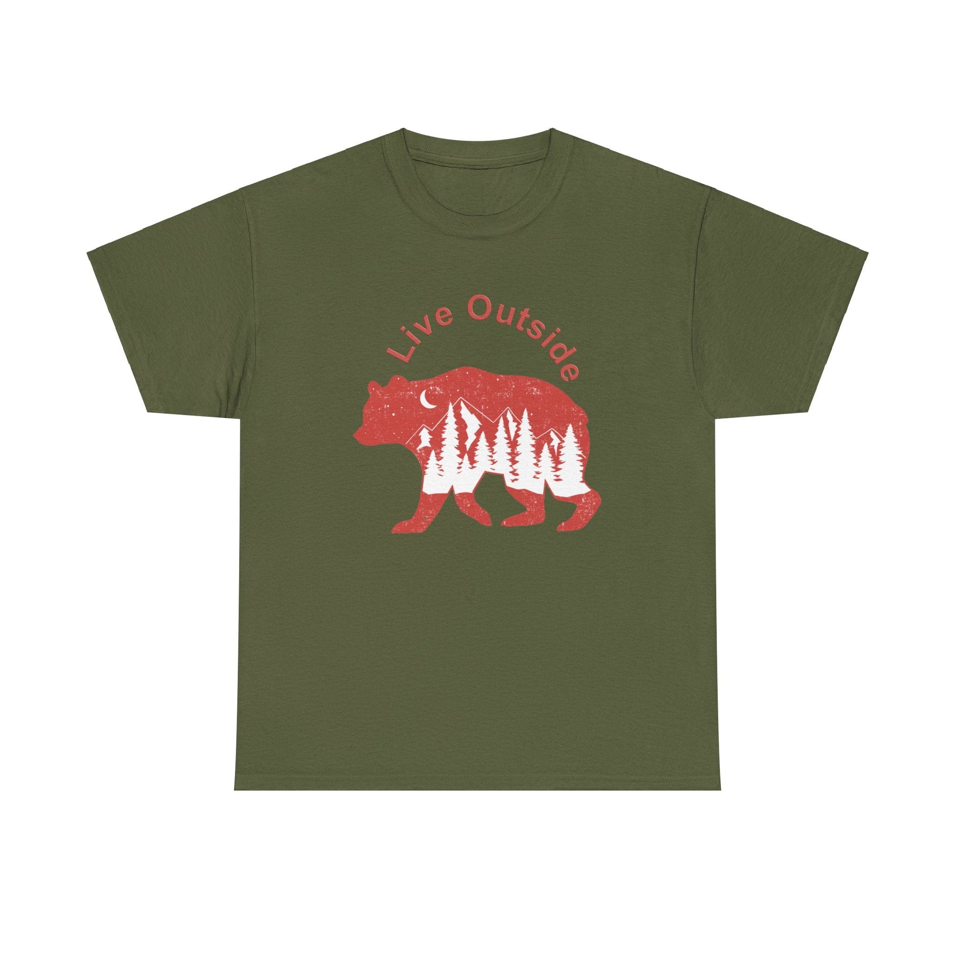 Live Outside Bear Unisex Heavy Cotton Tee - Busy Bee Bazaar