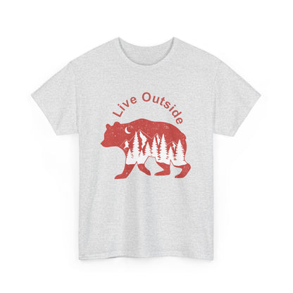 Live Outside Bear Unisex Heavy Cotton Tee - Busy Bee Bazaar