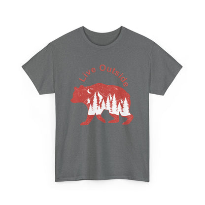 Live Outside Bear Unisex Heavy Cotton Tee - Busy Bee Bazaar