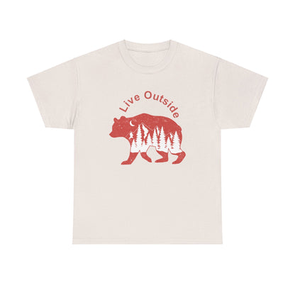 Live Outside Bear Unisex Heavy Cotton Tee - Busy Bee Bazaar