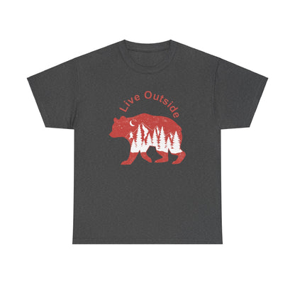 Live Outside Bear Unisex Heavy Cotton Tee - Busy Bee Bazaar