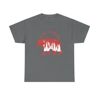 Live Outside Bear Unisex Heavy Cotton Tee - Busy Bee Bazaar