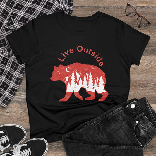 Live outside Women's Midweight Cotton Tee - Busy Bee Bazaar