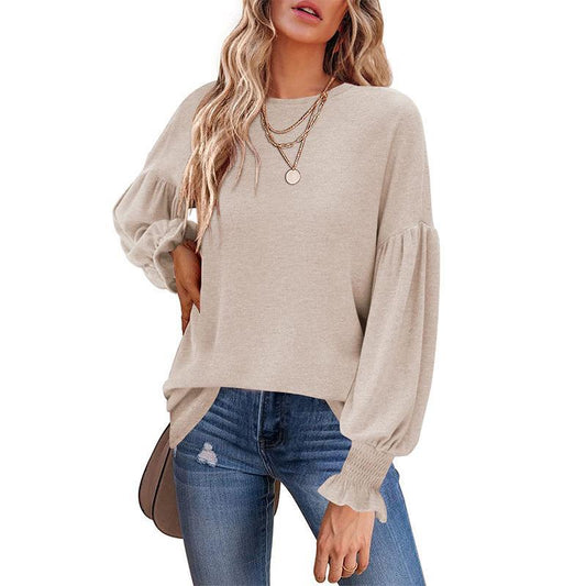 Long Lantern Sleeve Pleated Loose T-shirts - Busy Bee Bazaar