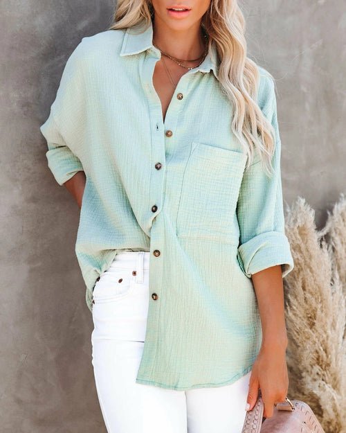 Long Sleeve Casual Linen Cotton Women Blouse - Busy Bee Bazaar
