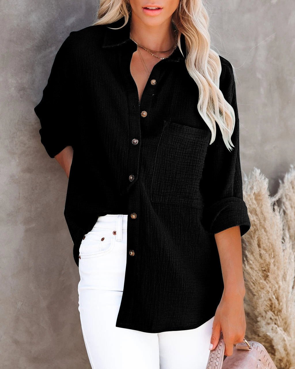 Long Sleeve Casual Linen Cotton Women Blouse - Busy Bee Bazaar