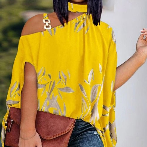 Loose Hollow Out Halter Short Batwing Sleeve Top Blouses Streetwear - Busy Bee Bazaar