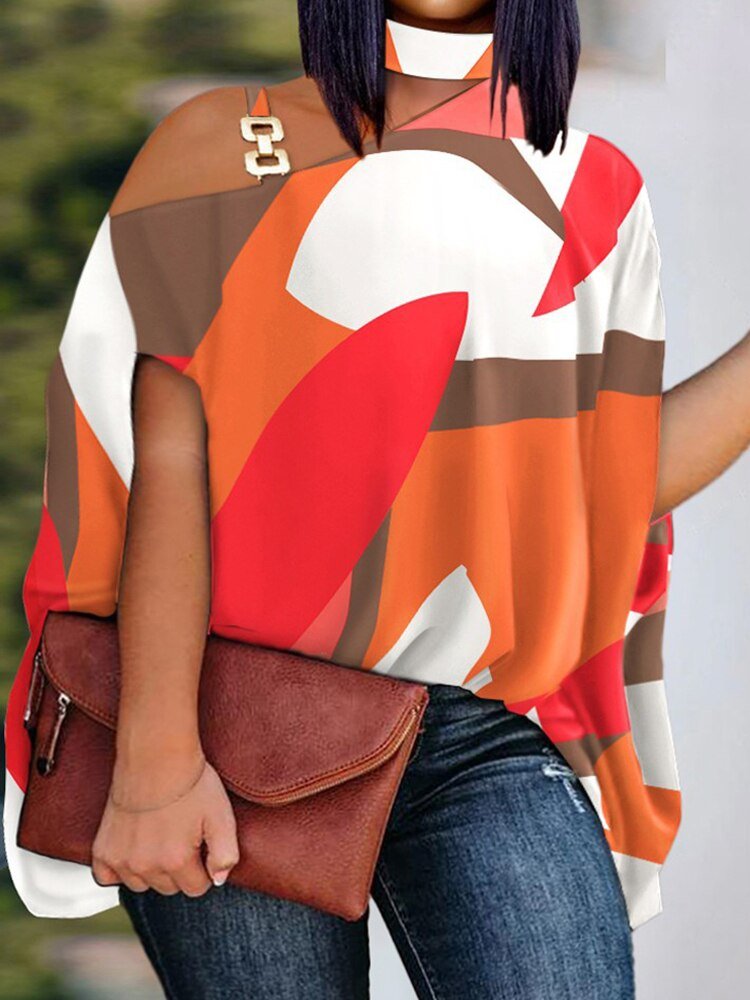 Loose Hollow Out Halter Short Batwing Sleeve Top Blouses Streetwear - Busy Bee Bazaar