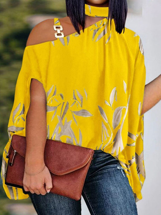 Loose Hollow Out Halter Short Batwing Sleeve Top Blouses Streetwear - Busy Bee Bazaar