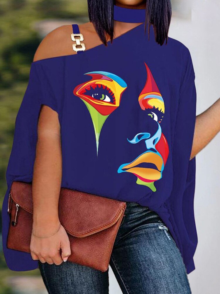 Loose Hollow Out Halter Short Batwing Sleeve Top Blouses Streetwear - Busy Bee Bazaar