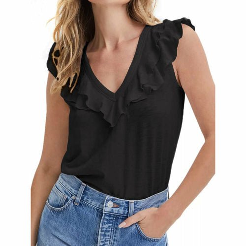 Loose V-neck Chiffon Tank Top - Busy Bee Bazaar