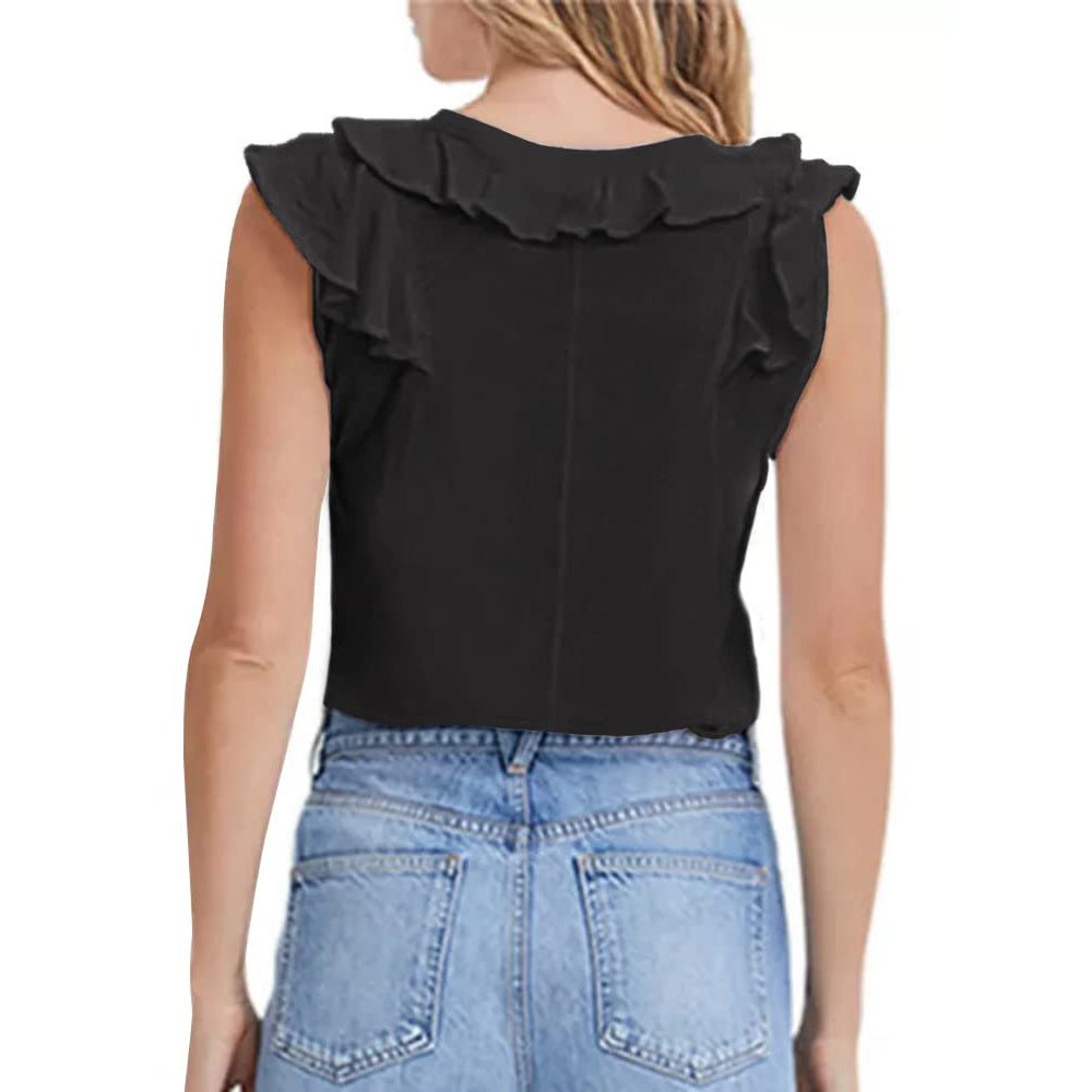 Loose V-neck Chiffon Tank Top - Busy Bee Bazaar