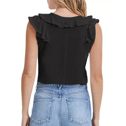 Loose V-neck Chiffon Tank Top - Busy Bee Bazaar