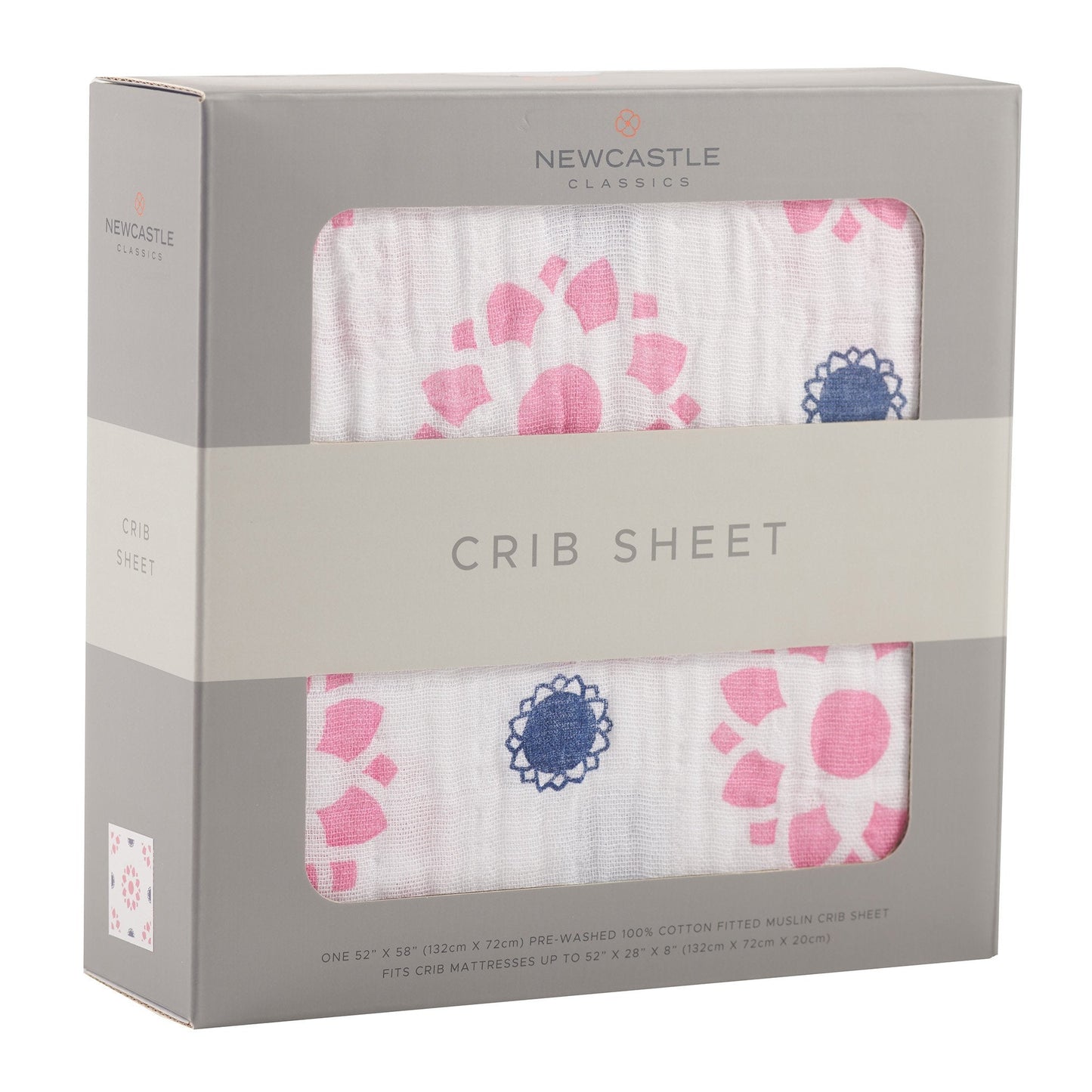 Primrose Indigo Cotton Muslin Crib Sheet - Busy Bee Bazaar