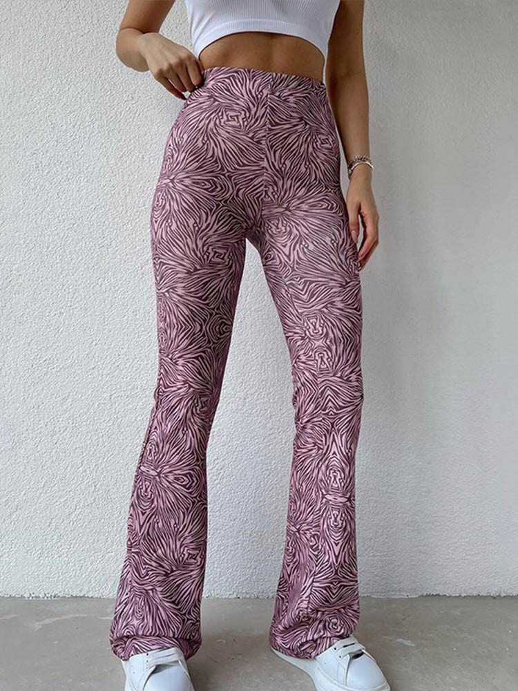 Print Slim Flared Pants Sexy Skinny Trousers - Busy Bee Bazaar