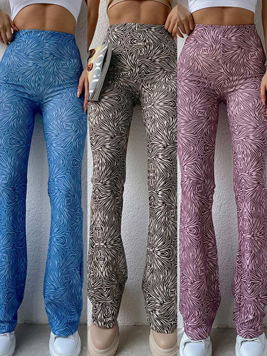 Print Slim Flared Pants Sexy Skinny Trousers - Busy Bee Bazaar